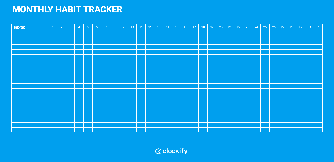 clockify monthly habit tracker template google sheets