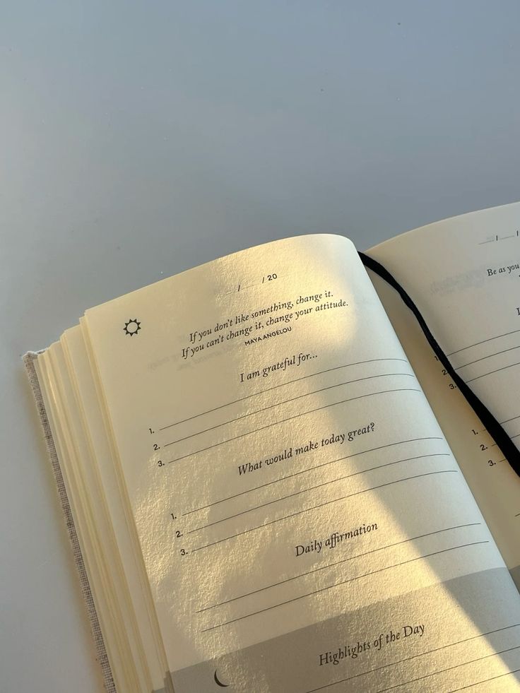 open journal with handwriting morning gratitude practice