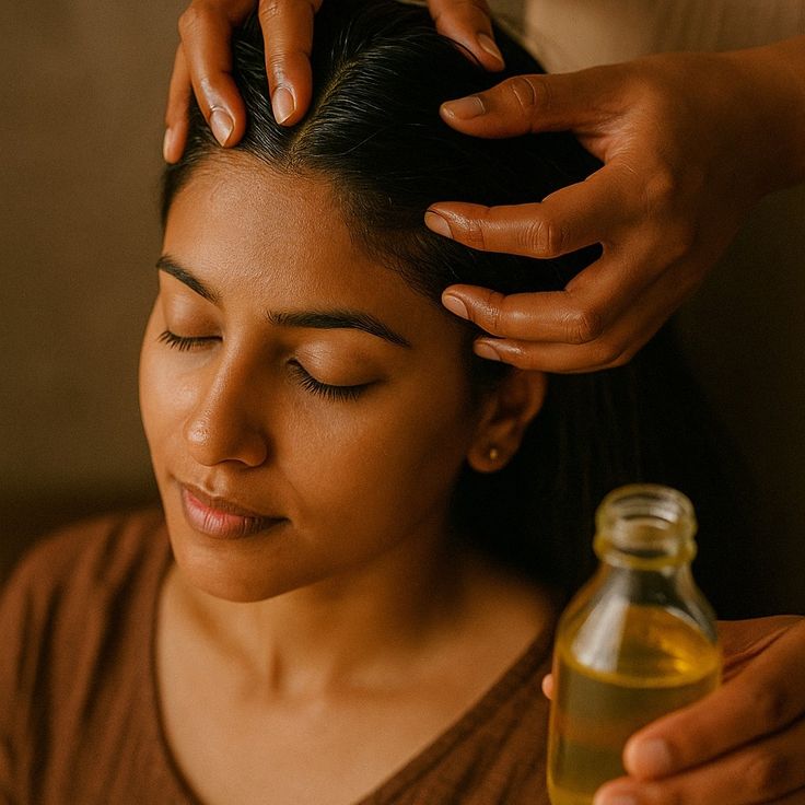 long shiny brushed hair scalp care aesthetic
