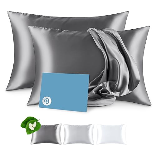 Bare Home 19 momme silk pillowcase 2-pack grey