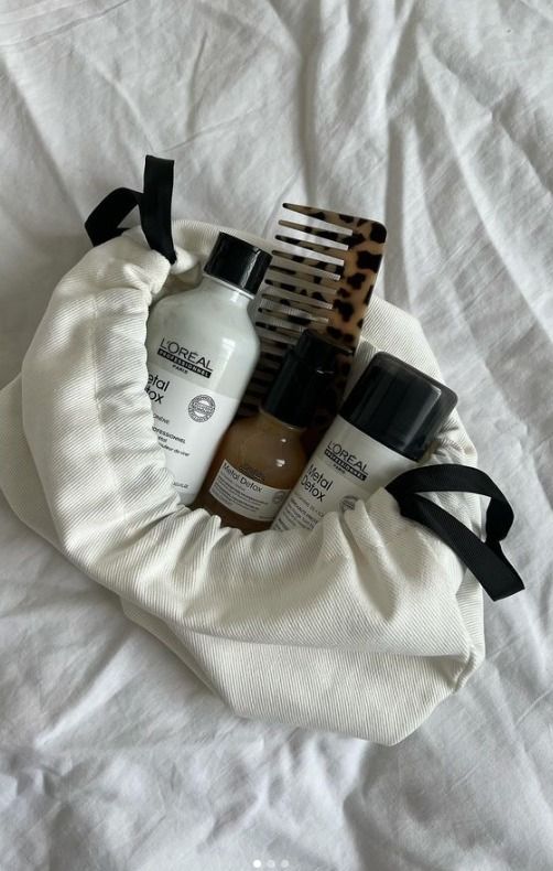hair care products flat lay aesthetic