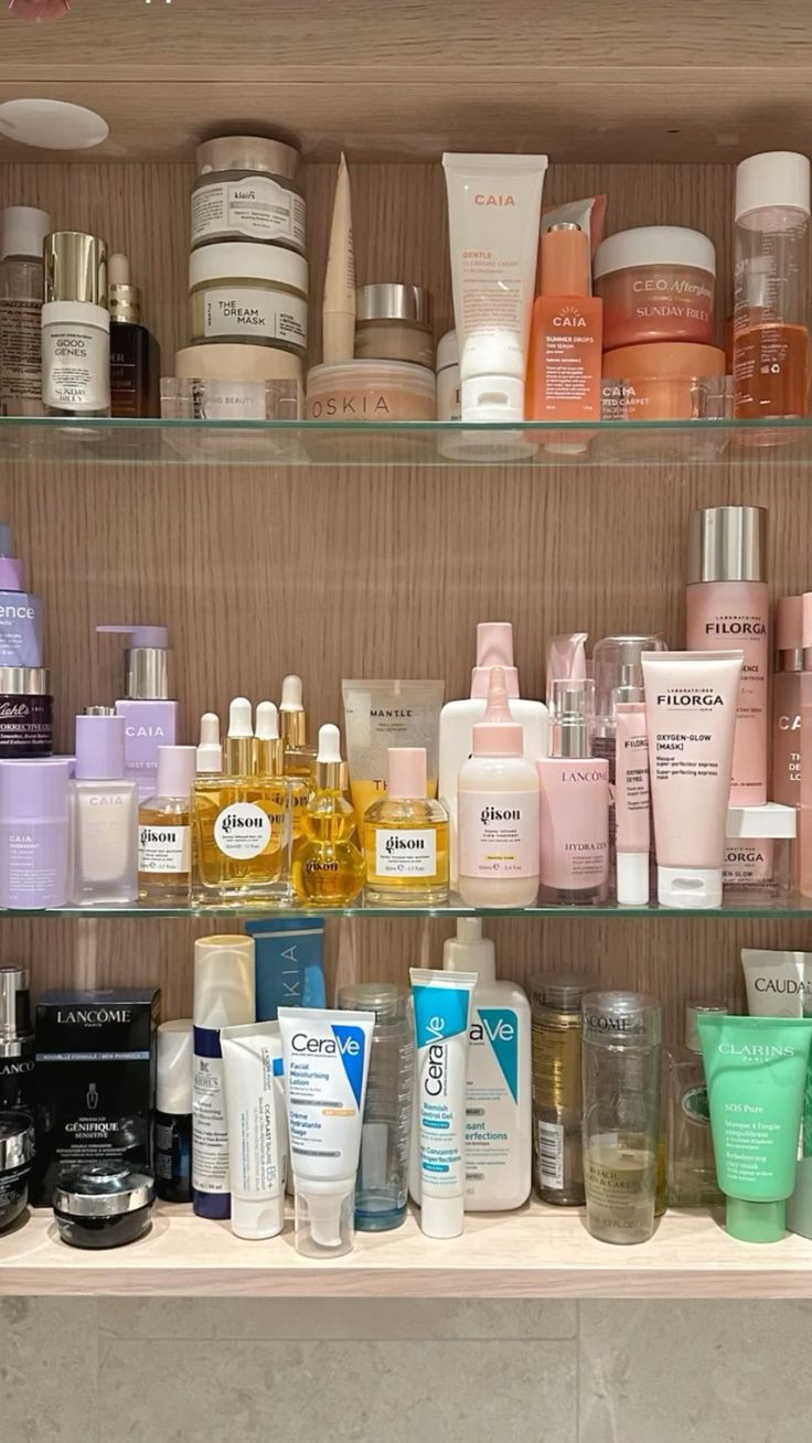 Body lotion skincare bathroom shelf aesthetic clean