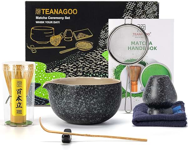 TEANAGOO matcha whisk set 7-piece with bowl whisk and holder