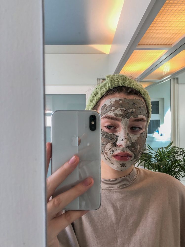 skincare routine flat lay