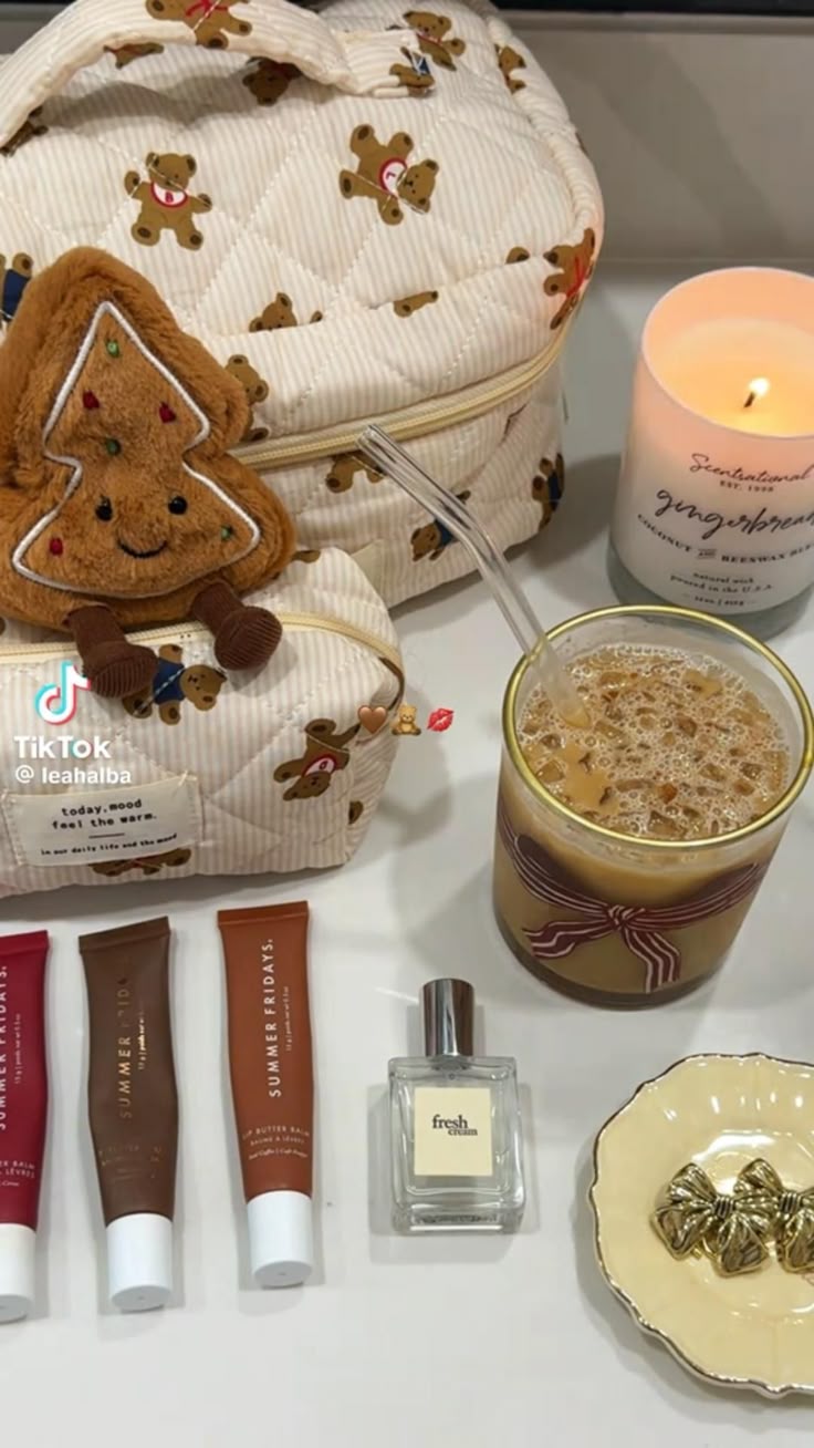 morning skincare routine flatlay